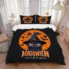 3pcs Cute Happy Halloween Cat Witch Hat Bedding Set - 1 Soft Quilt Cover + 2 Pillowcases, Machine Washable - Suitable for All Seasons, Perfe