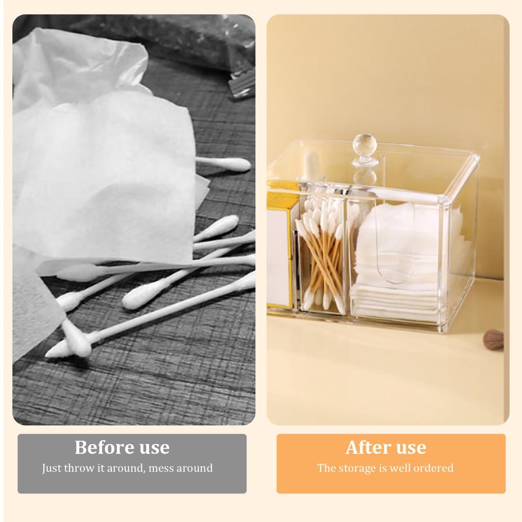 Qtip Holder, Cotton Swabs Holder Jars with Lids Vanity Storage Jars for Cotton Ball, Swabs Floss, Makeup Sponges Organizer