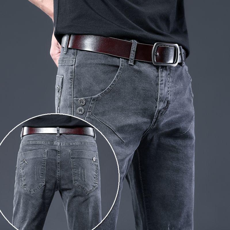 Мужские зимние бархатные узкие джинсы - эластичные узкие брюки Snowflake