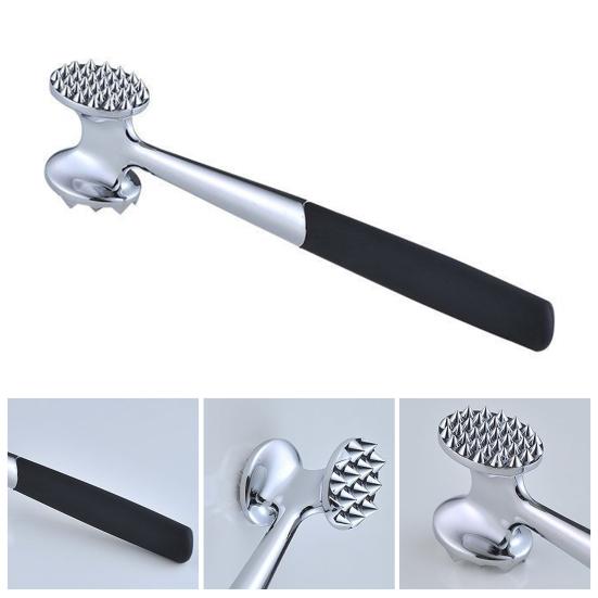 Yousheng Dual-Sided Meat Tenderizer Dishwasher Safe Kitchen Mallet Hammer Tool with Soft Handle Manual Metal Pounder for Tenderizing Chicken Steak