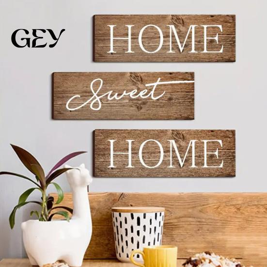 Wear-resistant Home Sign 3 Pcs/Set Wooden Sweet Sign, Rustic Farmhouse Decorative Clear Text Vintage Hanging Wall Plaque for Living Room, Bedroom,