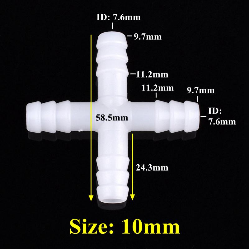 10 шт./лот пластиковый переходной тройник 8 мм 10 мм крестообразный 4-ходовой 5-ходовой соединитель 1/2" клапан ПВХ шаровой кран