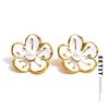 Popular Style White Enamel Pearl Korean Flower Earrings Ring Set Stainless Steel Daily Arrivals Jewelry Water Resistant