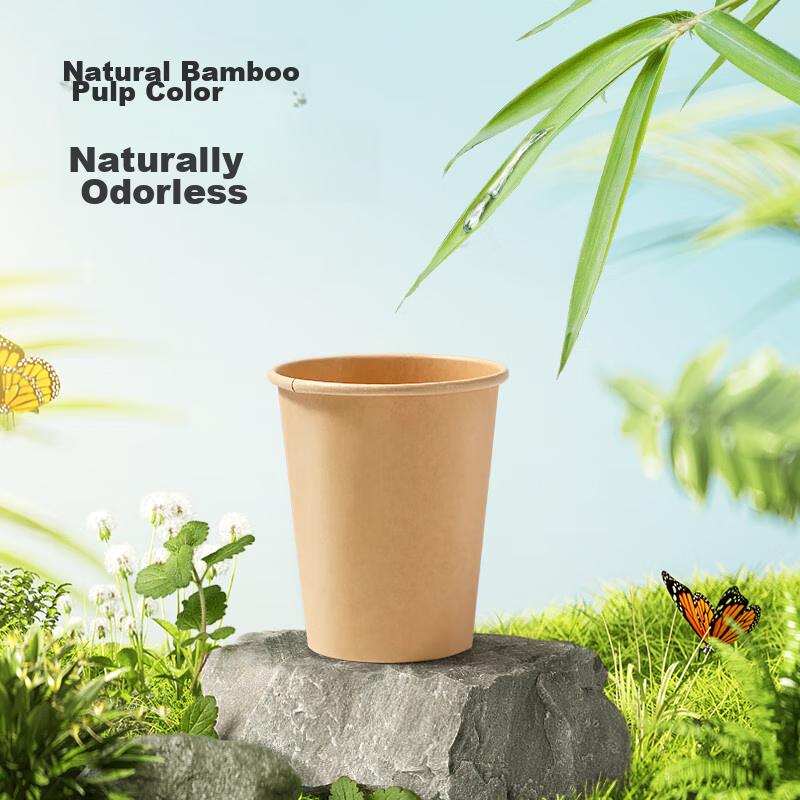 MARYYA Disposable Paper Cups, Thickened, 228ml*100 Pieces, Natural Color, Large Size, Unprinted, for Business And Home Use, Beverage And Tea Cups