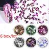 6 Коробок/набор Лазерная Смешанная Алмазная Пудра-Глиттер для Ногтей Пайетки Блестящие Разноцветные 3D DIY