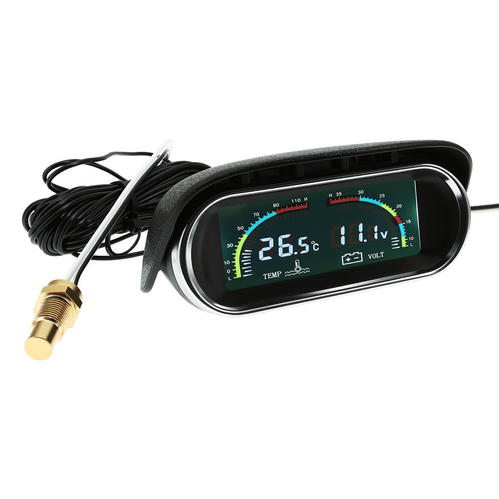 Digital LCD 2 in 1 Gauge Water Temp+Voltage Gauge Water Temperature Meter With Flashing Alarm Voltmeter For Car Truck Vehicle