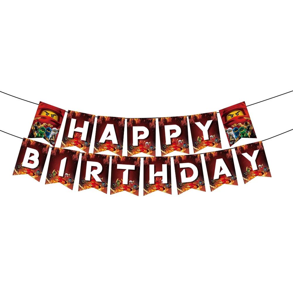 Ninjago Birthday Party Decoration Disposable Tableware Set Tablecloth Plate Balloon Bracelet for Kids Baby Shower Party Favor 5