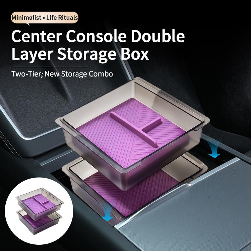 For Tesla Model 3 Highland Model Y Juniper / YL Center Console Armrest Storage Box 2Pcs Hidden Storage Box Car Tuning Accessory