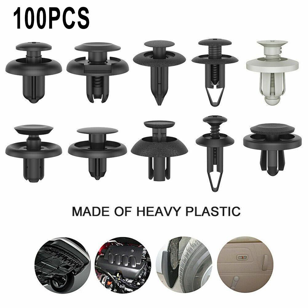 100Pcs Car Trim Clips Rivet Door Panel Retainer Fastener Mud Flaps Push Set