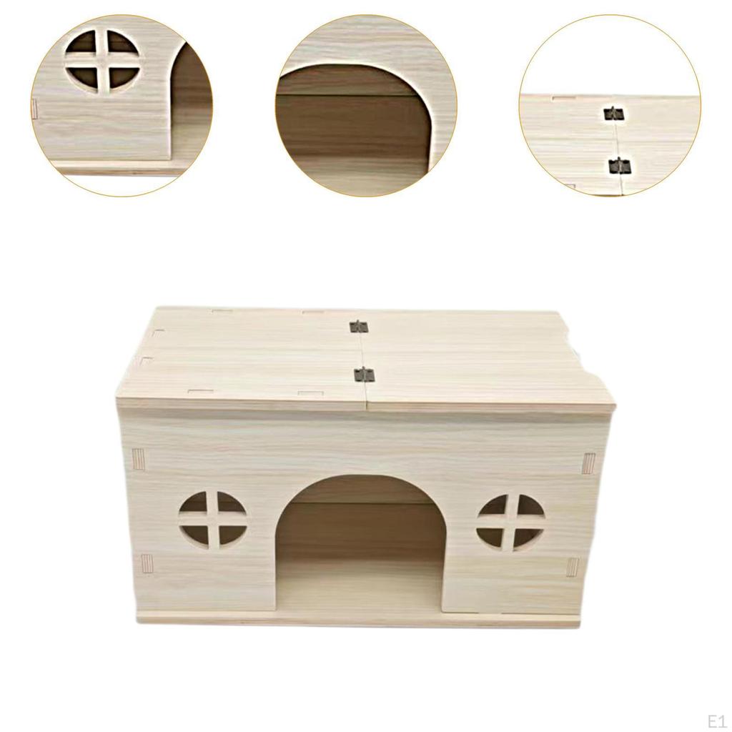 Wooden Hamster House Hideout Hamsters Nest Cage Accessories Sturdy Multifunction Pet