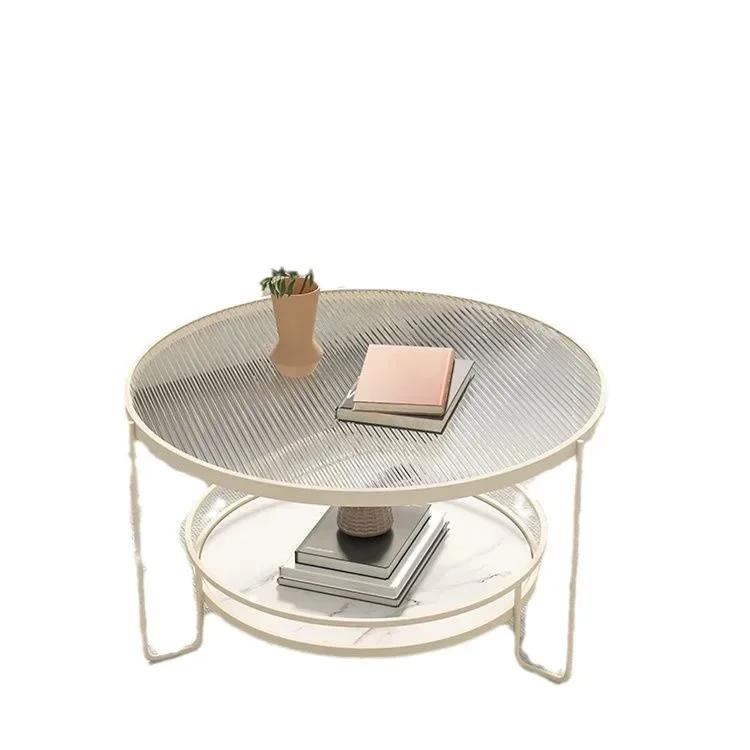 Nordic Light Luxury Закаленный стеклянный журнальный столик для гостиной Мебель для дома Творческий отдых Круглый чайный столик Край
