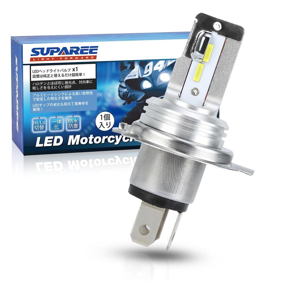 SUPAREE H4 LED Motorcycle Headlight, HI/LO Switching, Fanless, Compatible with Vehicle Inspection, LED Bulb,