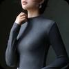 Women's Autumn Slim Bottom Half High Neck Thin Long Sleeve Top