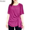 Женская повседневная летняя блузка с круглым вырезом и коротким рукавом