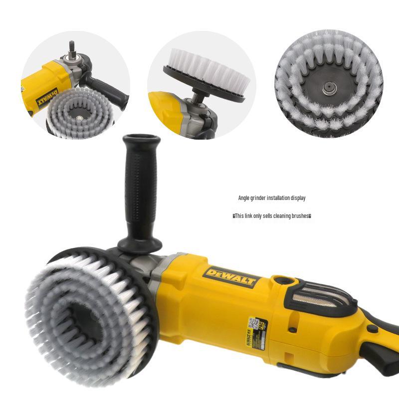 6" M14 Transparent Electric Cleaning Brush Set: Hollow Rodless, Round Brush, Drill Compatibility, Angle Grinder & Crevice Brush Heads.