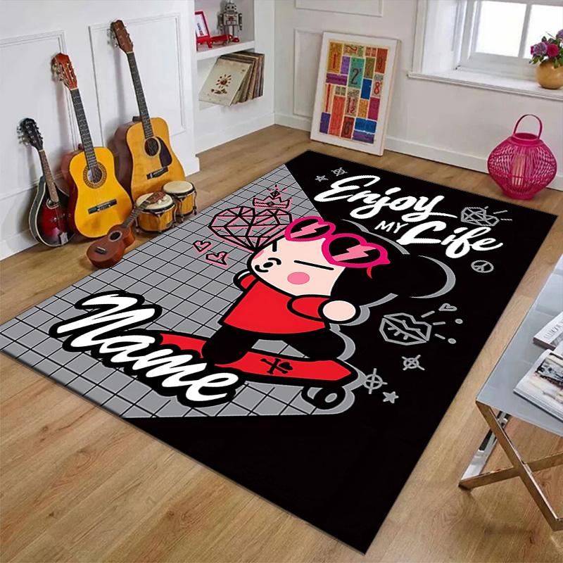 Custom PUCCA Mat Personalized Name, Polyester Washable Indoor Entryway Rug, Gift for Christmas, Easter, Thanksgiving Day