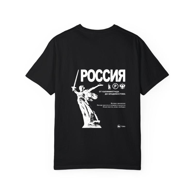 Белая футболка с принтом статуи и текста Россия, повседневная уличная одежда для мужчин