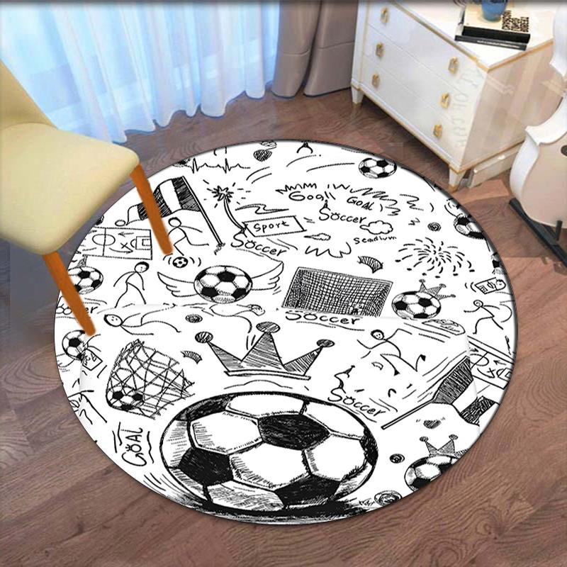 Soccer Printed Round Rug Carpet Chair Rug Area Rug Entryway Doormats,for Office Chair Living Room Bedroom Kitchen Room.