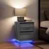 VidaXL Bedside Tables with LED Lights 2pcs Sonoma Grey 38x34x50 Cm, Nightstand, Bed Table, Side Table, 861294