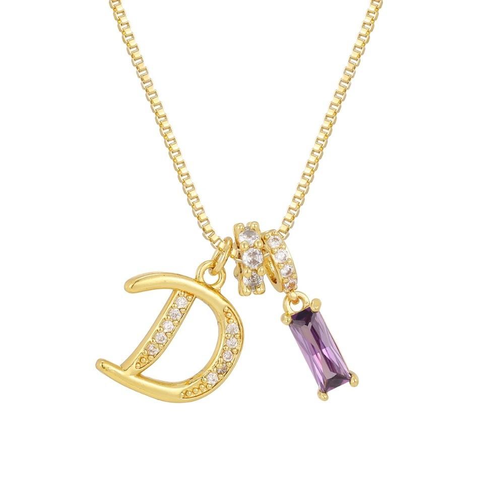 Adjustable Letter Jewelry Hypoallergenic Shiny Zircon Embedded Geometric Pendant Necklace Geometric Design Dopamine Style