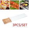 3 шт. нержавеющая сталь вертел для гриля иглы для шашлыка палка деревянная ручка иглы для барбекю инструменты для наружных игл