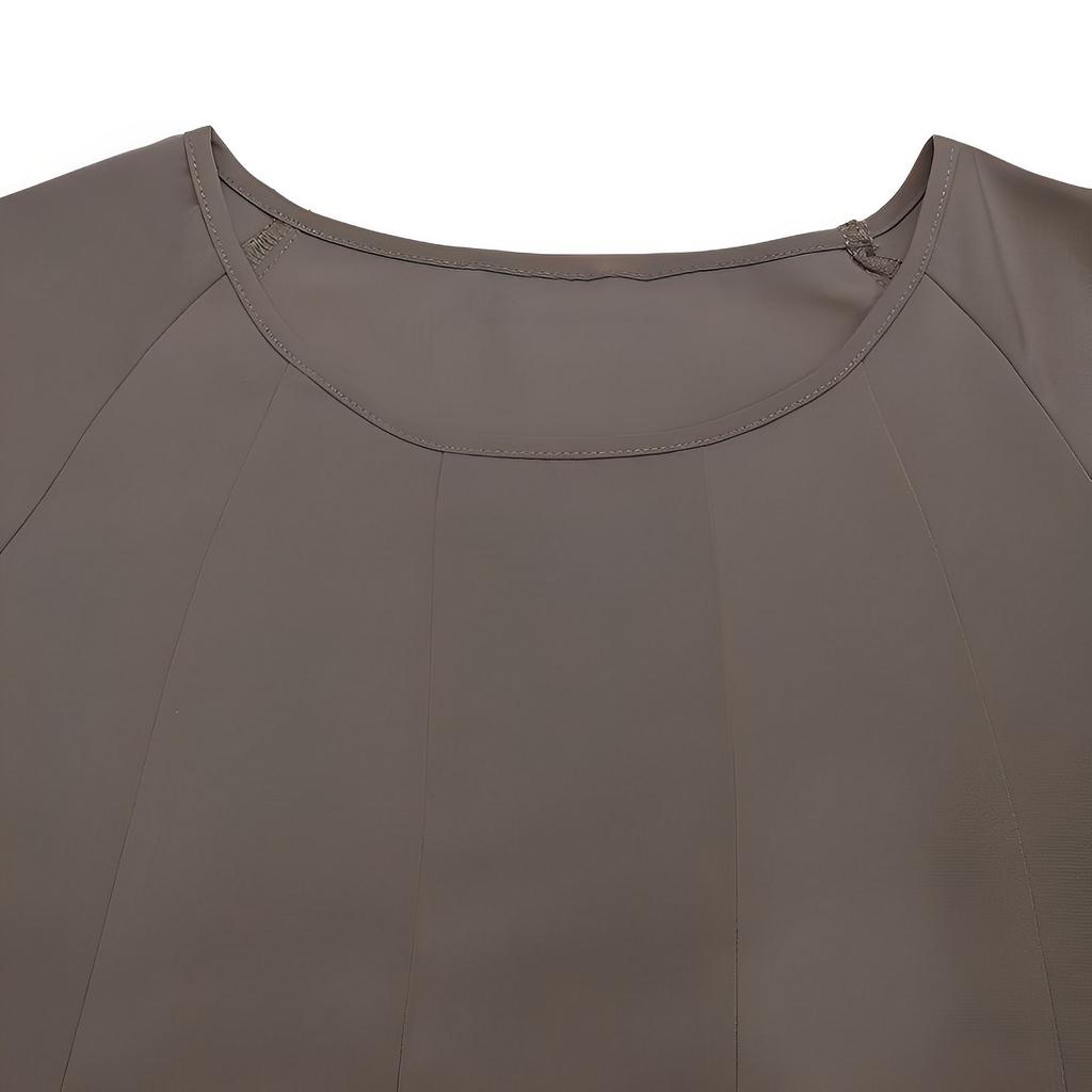 Женское повседневное свободное платье с длинным рукавом и круглым вырезом, однотонное платье-халат