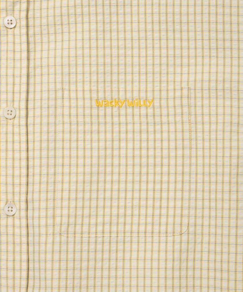 WACKY WILLY Seersucker Oversized Check Shirt Yellow