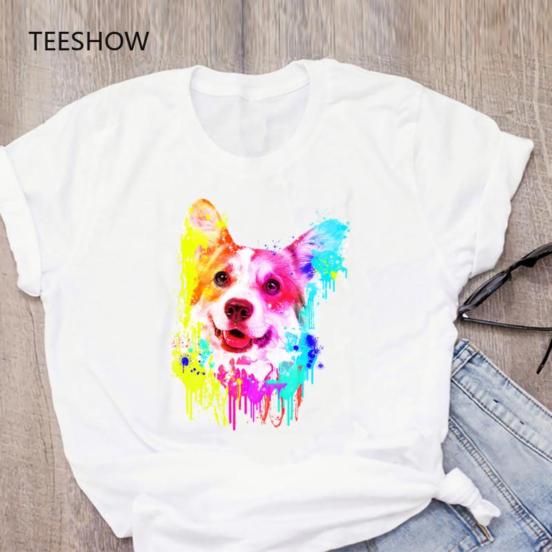 Немецкий дог Красочная живопись Искусство Женская футболка с коротким рукавом Футболка Женская Мода Топы Принт Повседневная Харадзюку Графическая футболка
