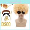 Яркий парик-веер с модными диско-очками и привлекательным ожерельем для вечеринки