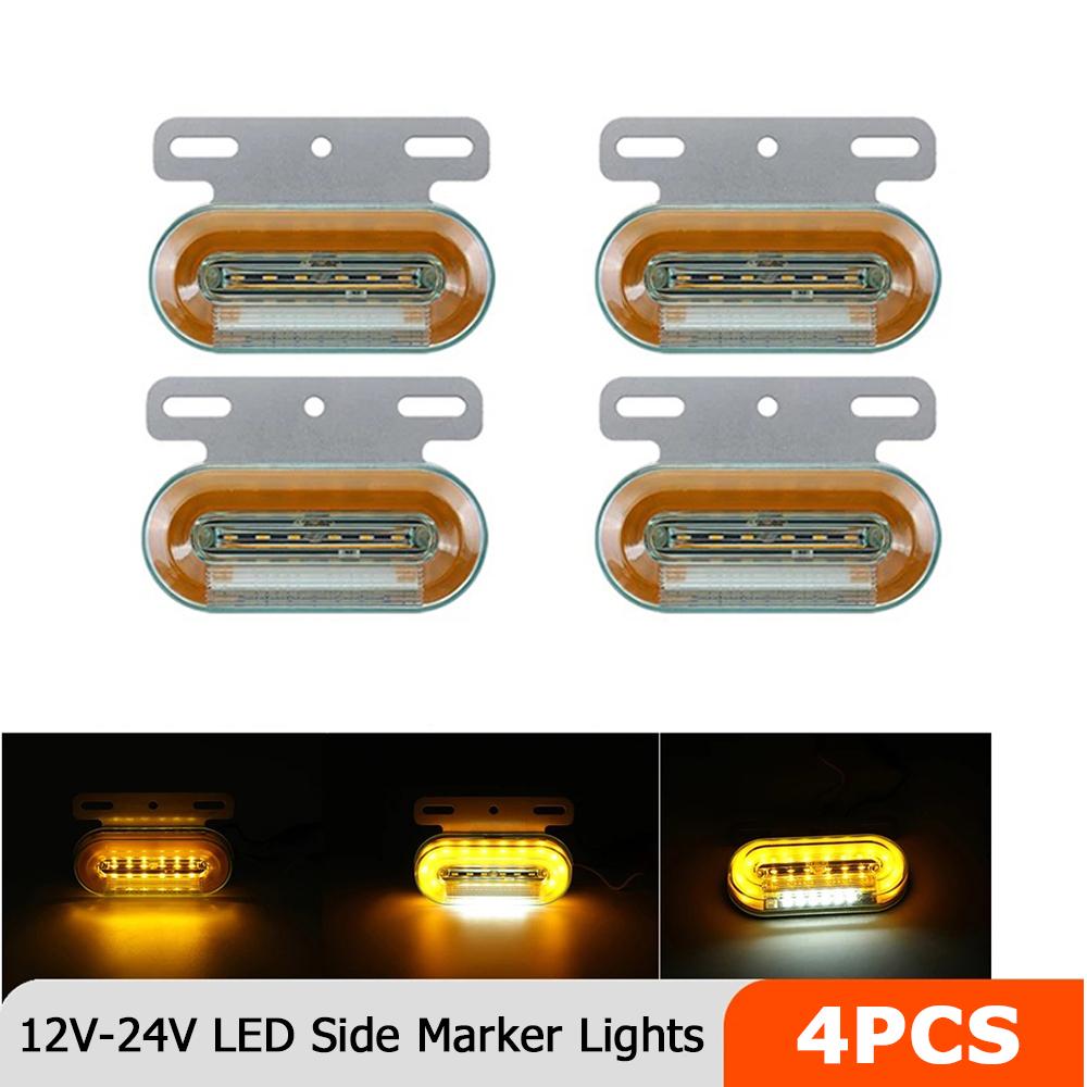 12 В-24 В светодиодные боковые габаритные огни для автомобиля, грузовика, автомобильная внешняя лампа, предупреждающий задний фонарь, 3 режима, сигнальный фонарь для прицепа, 4 шт./12 шт.