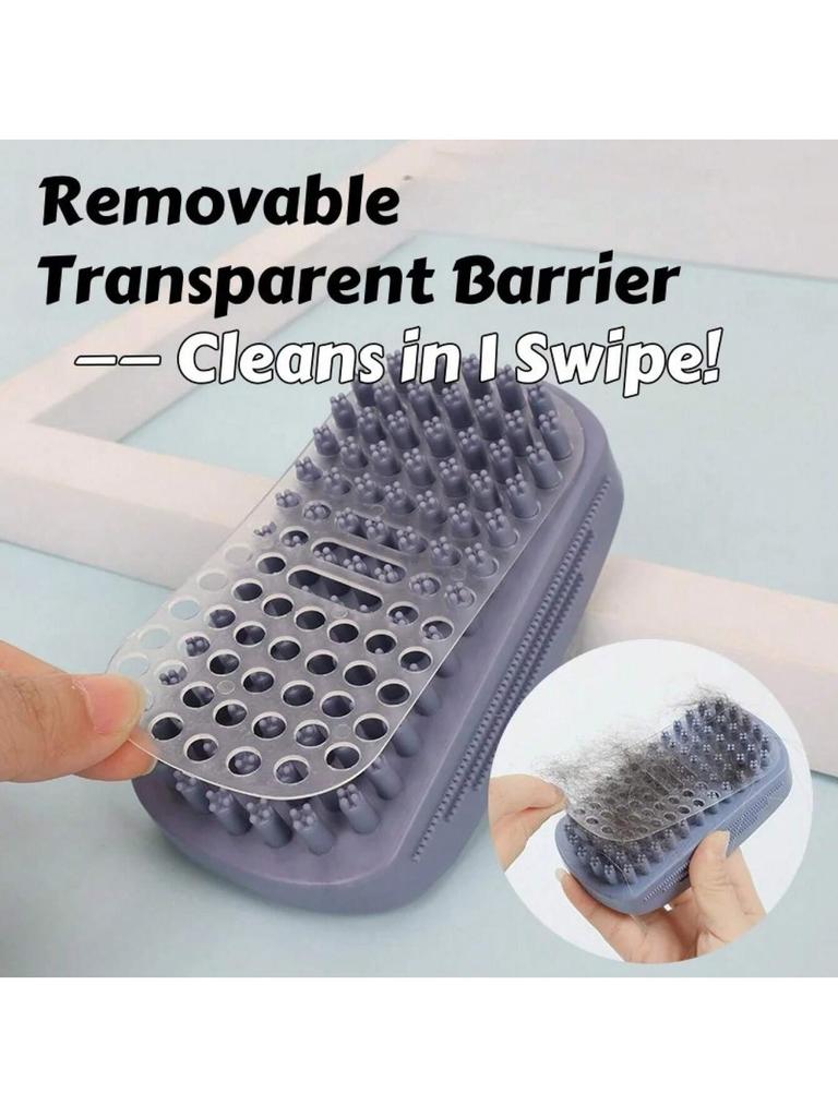 1Pc 3-Head Silicone Bath Massage Brush with Fur Removal for Cats/Dogs - Collects 96% Wet Hair during Washing - Grooming Tool