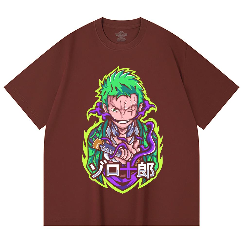 230 г/м² 100% хлопок Цельный V80 Принт Zoro Унисекс Тяжелая хлопковая футболка