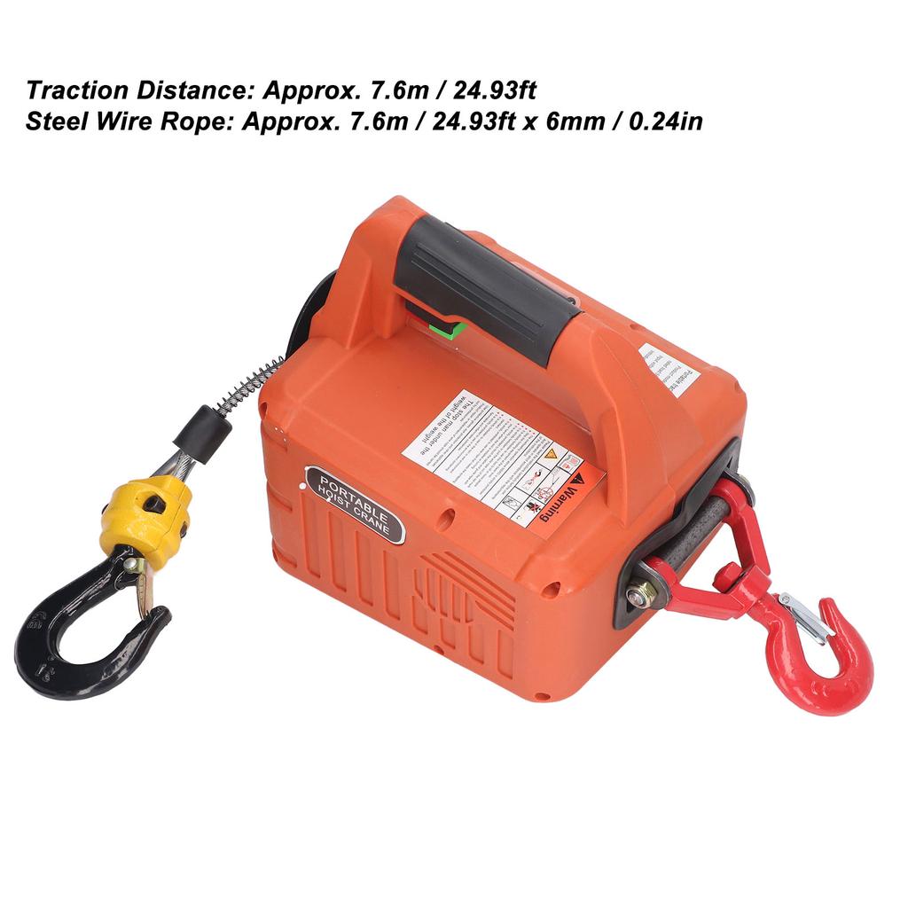 Электрическая таль Портативная Мощная Электрическая Лебедка Кран с Пультом Дистанционного Управления Грузоподъемность 500КГ Максимальная Высота Подъема 7.6М 1500Вт