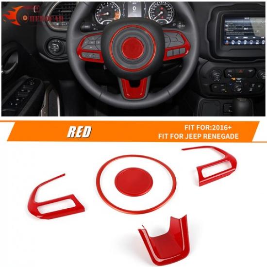 Steering Wheel Decor Cover Trim Overlay Kit for Jeep Renegade 15-23 Accessories