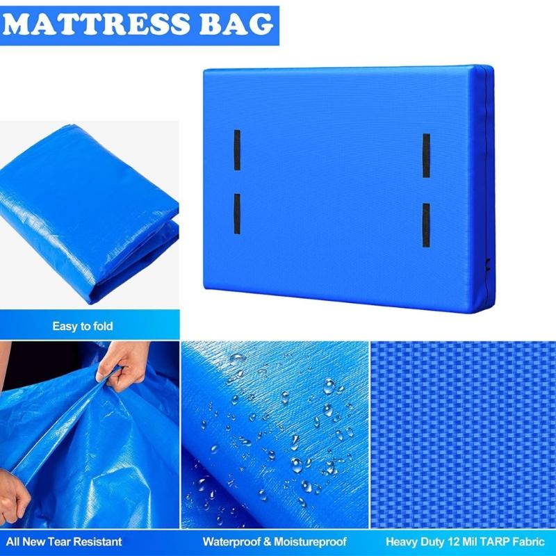 Mattress Cover Bag with Multiple Carry Handles for Moving, Transport, and Temporary Storage with Bag Closure Design