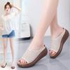 2025 Summer New Women Shoes Fashion Genuine Leather Sandals Woman Slope Slippers Non-slip Comfortable Mother Summer Slipper