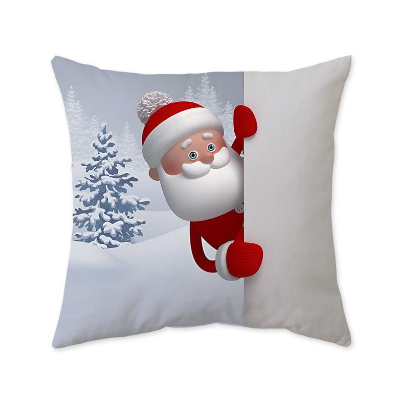 Santa Claus Snowman Holiday Pillow Case Gift Sleeper Sofa Bedroom Bedside Imitation Super Soft Pillow Back Pillow Case