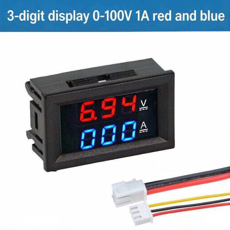 LIZAO Цифровой вольтметр-амперметр-ваттметр DC 0-100V/200V, 10A/50A/100A, Панельный прибор с двойным дисплеем
