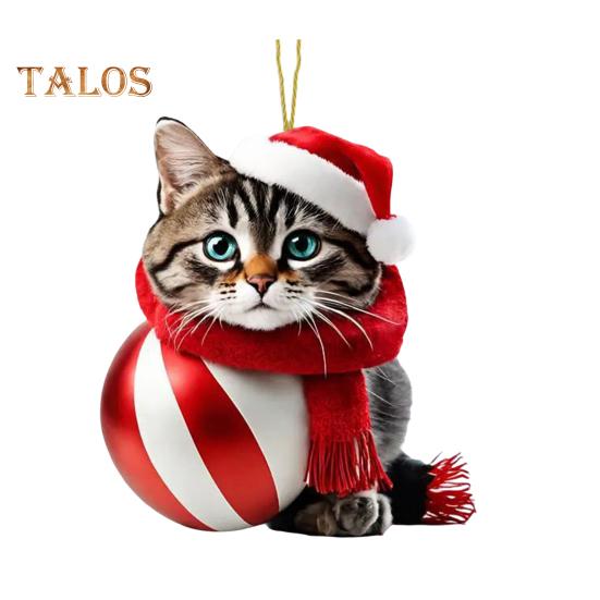 Качающийся кот, подвесное украшение для зеркала автомобиля, в рождественской шапке, украшение для автомобиля, акриловые универсальные аксессуары для салона автомобиля