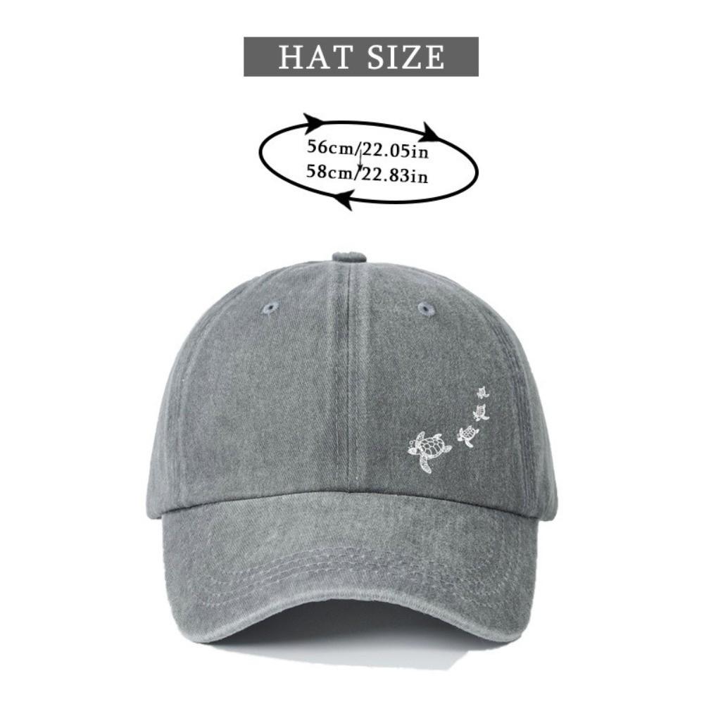 Minimalist Style Turtle Print Baseball Cap Soft Cotton Trucker Hat Washed Baseball Cap For Adults