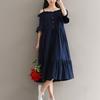 Mori Girl Summer Women Midi Dress Sleeve Femininos Strap Cotton Elegant Sweet Pleated Dress