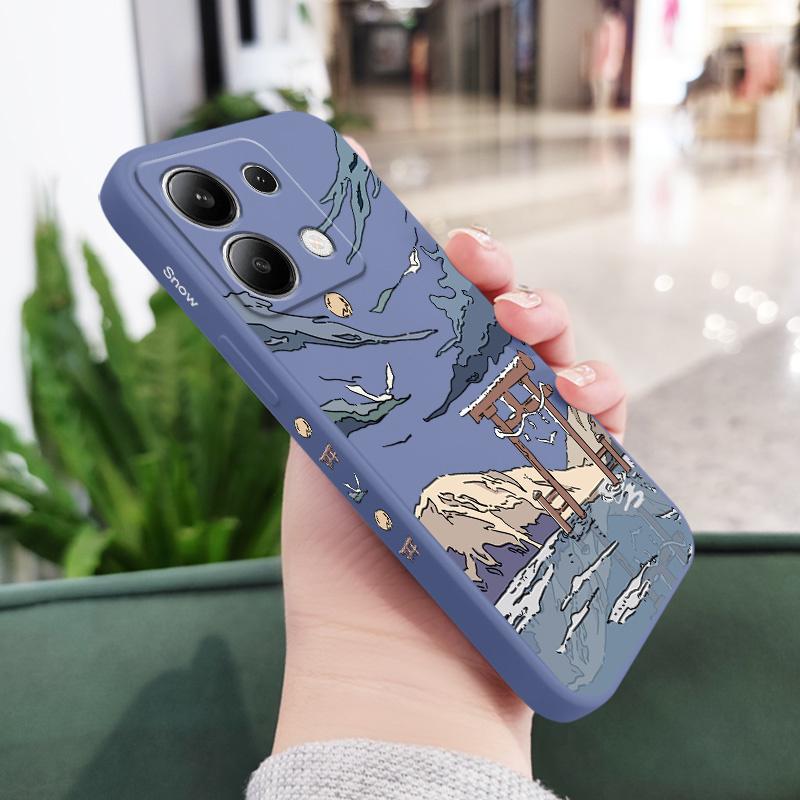 Чехол для телефона "Снежные ворота" для Xiaomi Redmi Note 14 13 12 11 Pro Plus 4G 5G 12S 11S 10S 10 9 9S 8 Redmi 14C 10C Жидкий силиконовый чехол