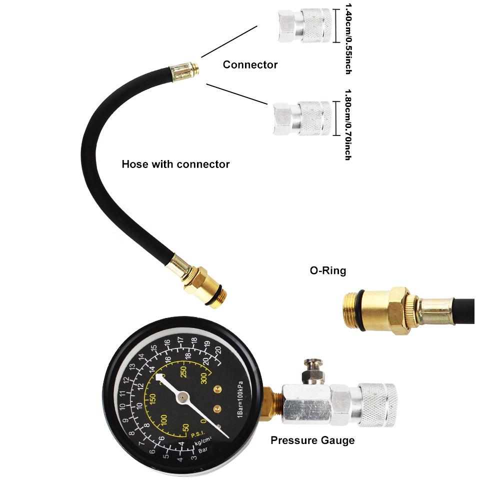 Комплект детектора утечки сжатия Тестер утечки цилиндров двигателя Детектор утечки цилиндров Манометр