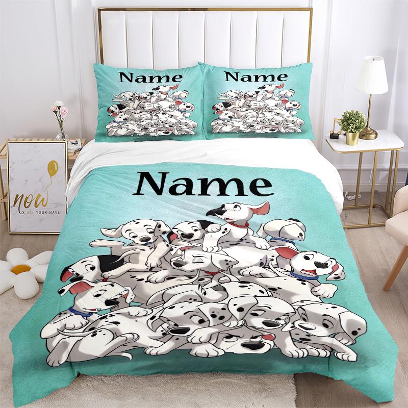 Custom Dalmatian Pile Bedding 3 Piece Set HD Print Duvet Cover Pillowcases for Teens Adult Bedroom Decoration