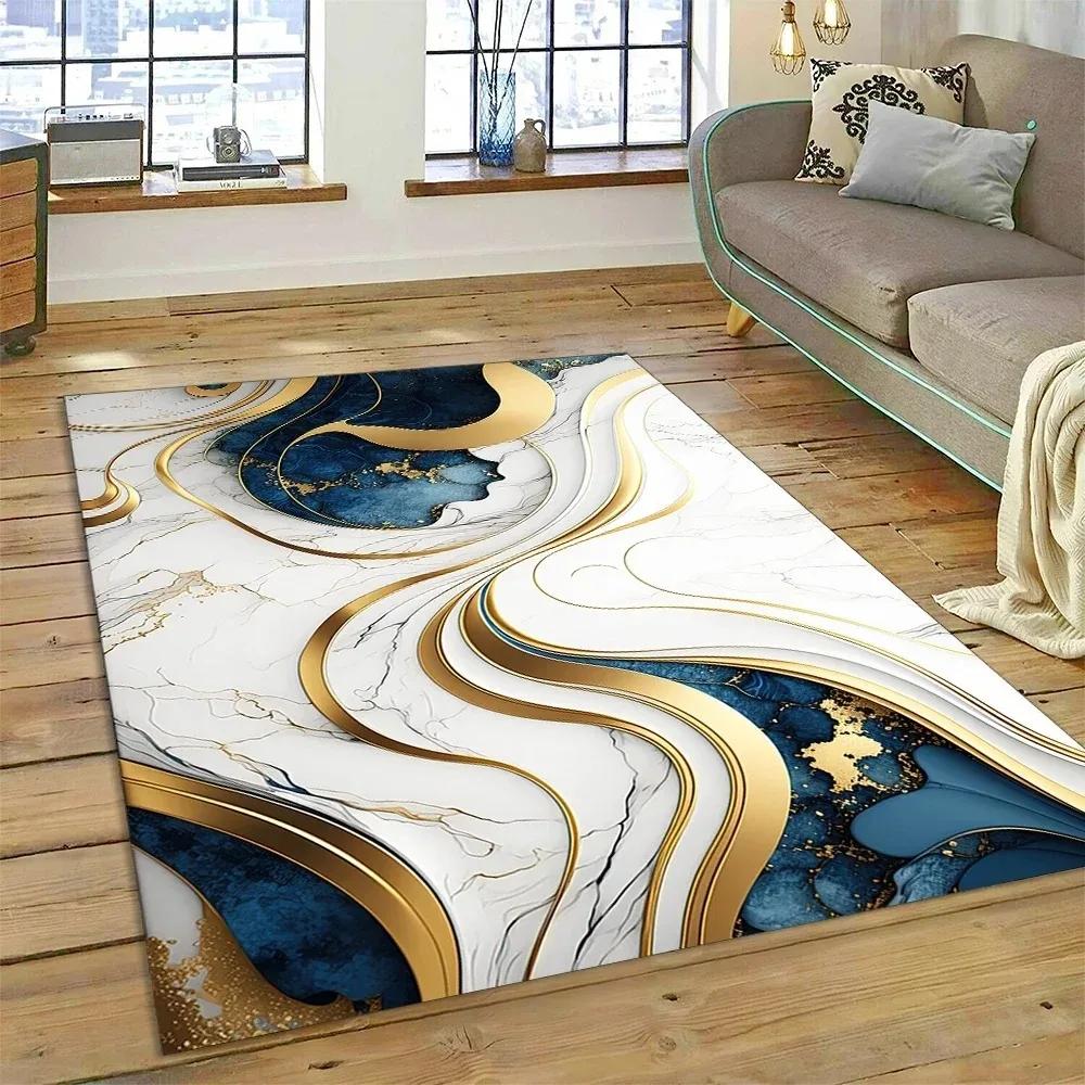 Luxurious Abstract Marble Carpet for Living Room Sofa Home Decoration Large Rugs Non-slip Bedroom Bedside Coffee Table Floor Mat