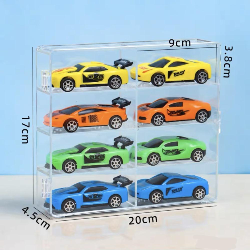 1/4pcs Dustproof Car Display Box 8 Grid Transparent Car Storage Box Acrylic Cabinet Rack Kids