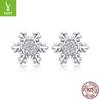 Европейские и американские рождественские серьги-снежинки из серебра S925, универсальные с покрытием из белого золота BSE009