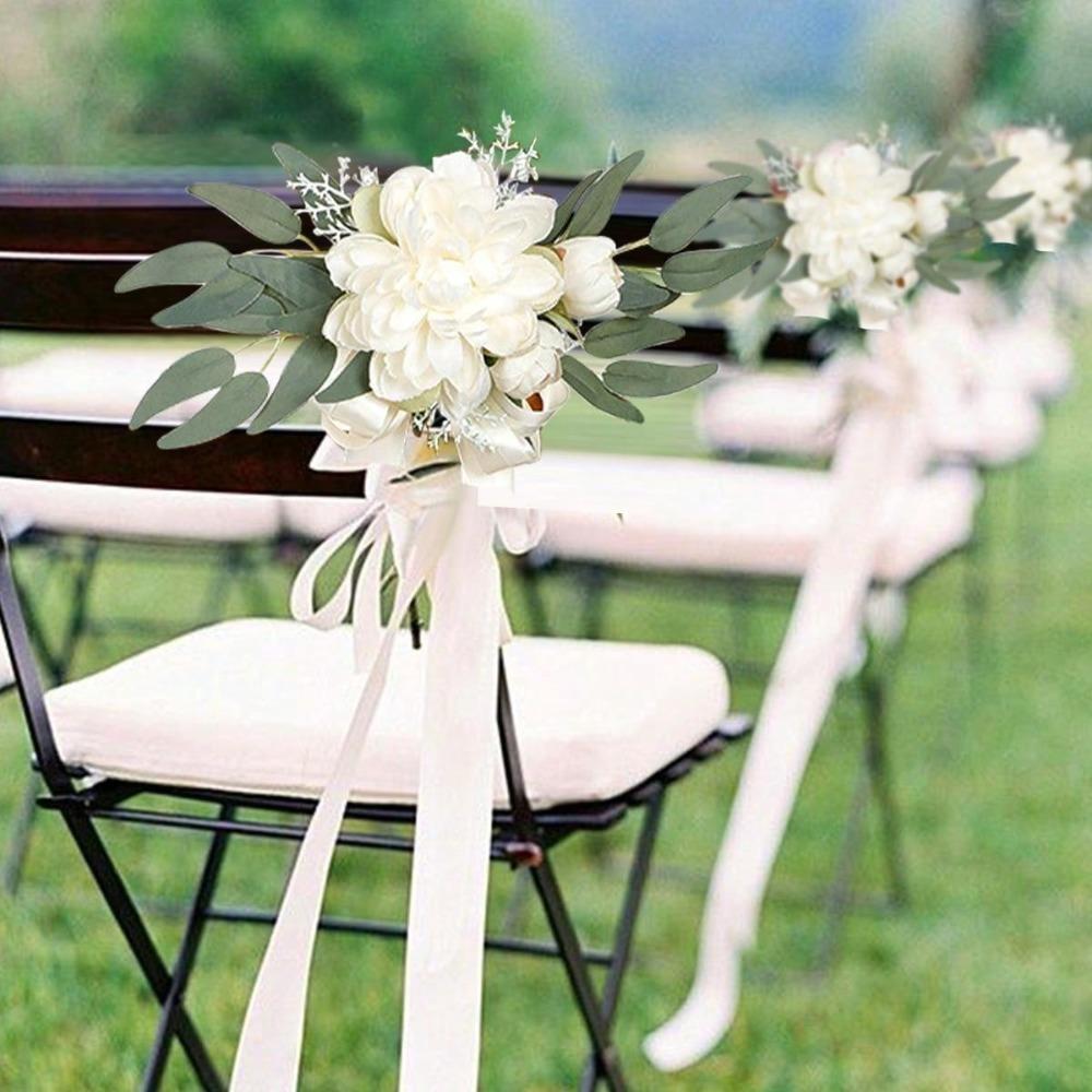 4 шт. Декор стульев, свадебные украшения для прохода, искусственные цветы для свадебной церемонии, вечеринки с искусственными цветами для украшения стульев, декор для вечеринки
