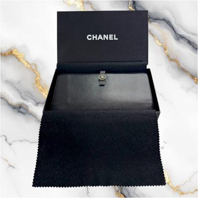 Used 【Beautiful Condition】Caviar Skin Long Wallet, Coco Mark, Black, With Box
