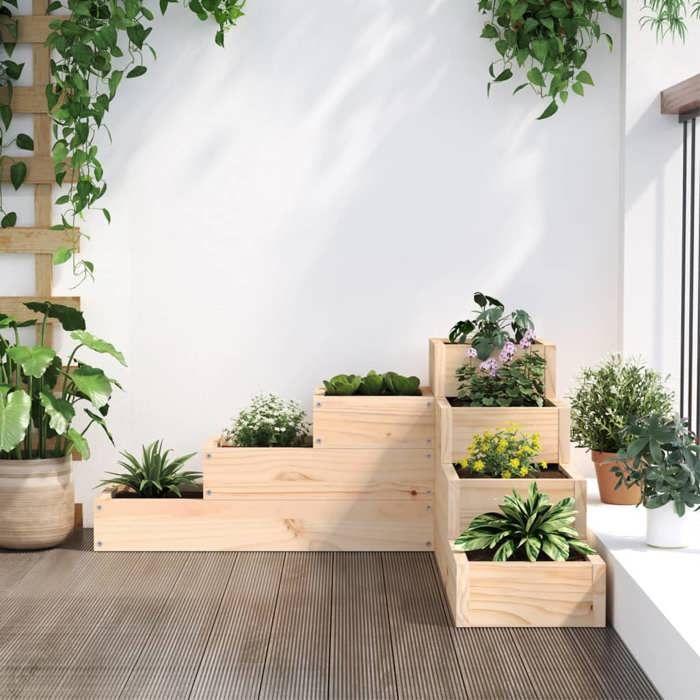 VidaXL Jardinière 4 niveaux 80,5x79x36 cm bois de pin massif 825317